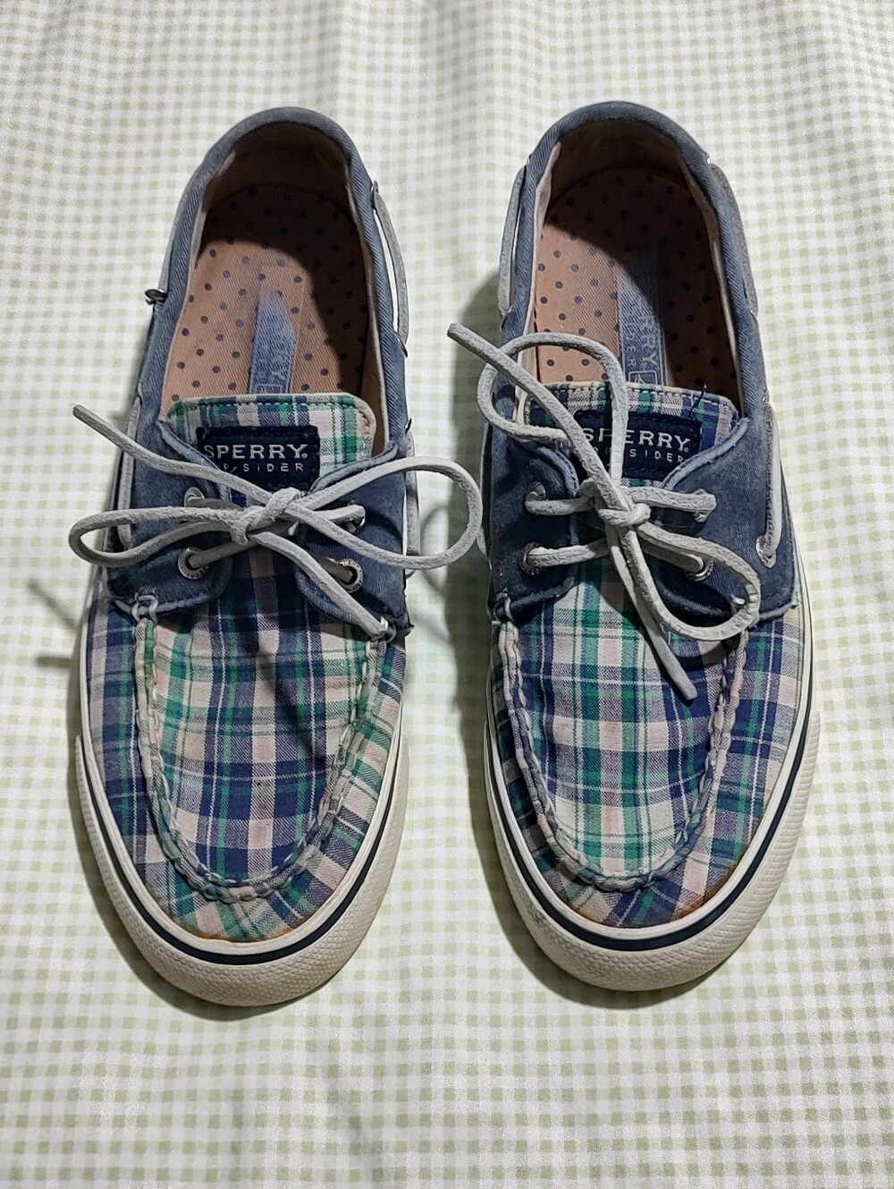 Sperry Women's Blue Plaid Boat Shoes